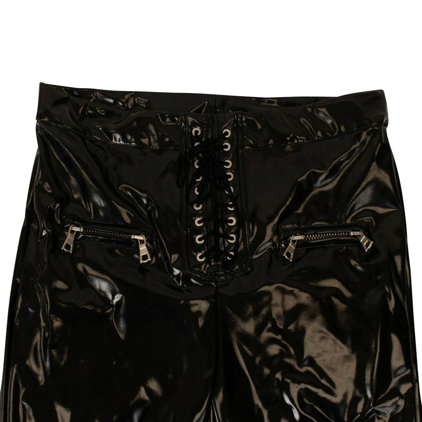 Unravel Project Latex Lace Up Pants - Black