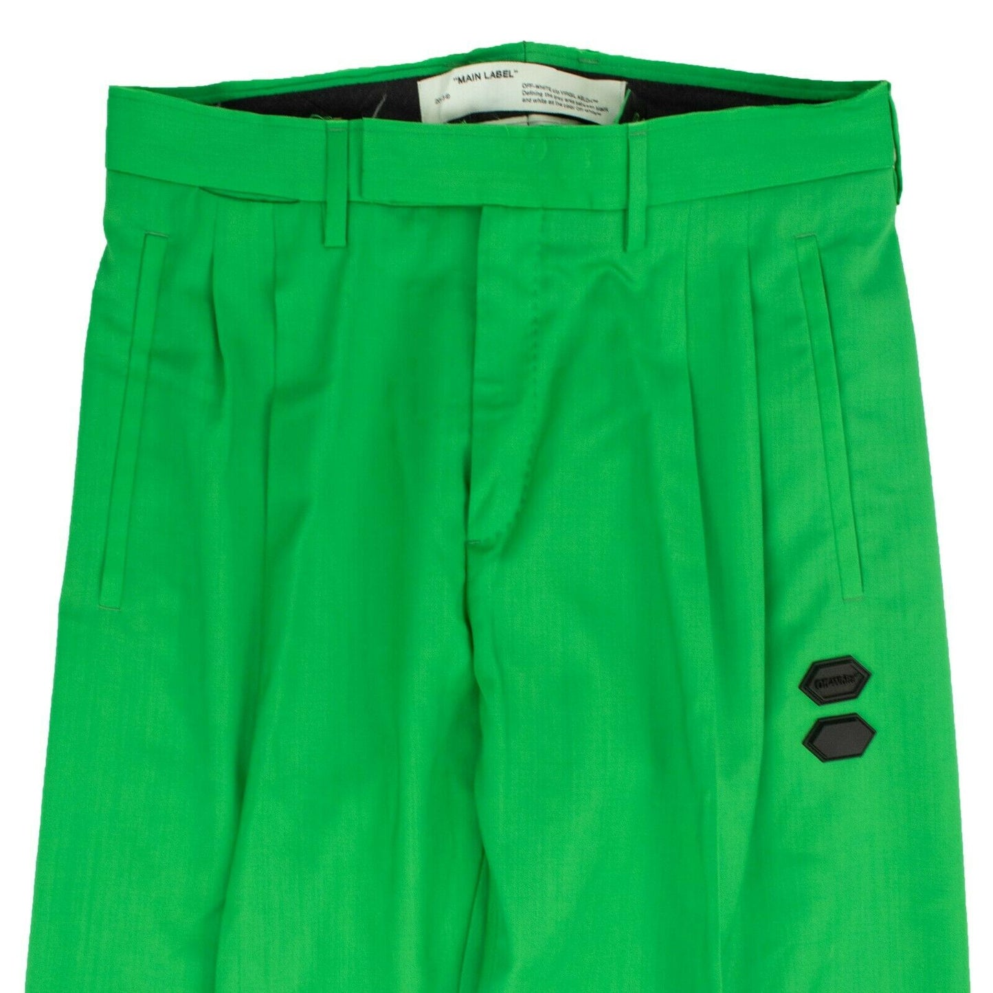 Green Straight-Leg Tailored Pants