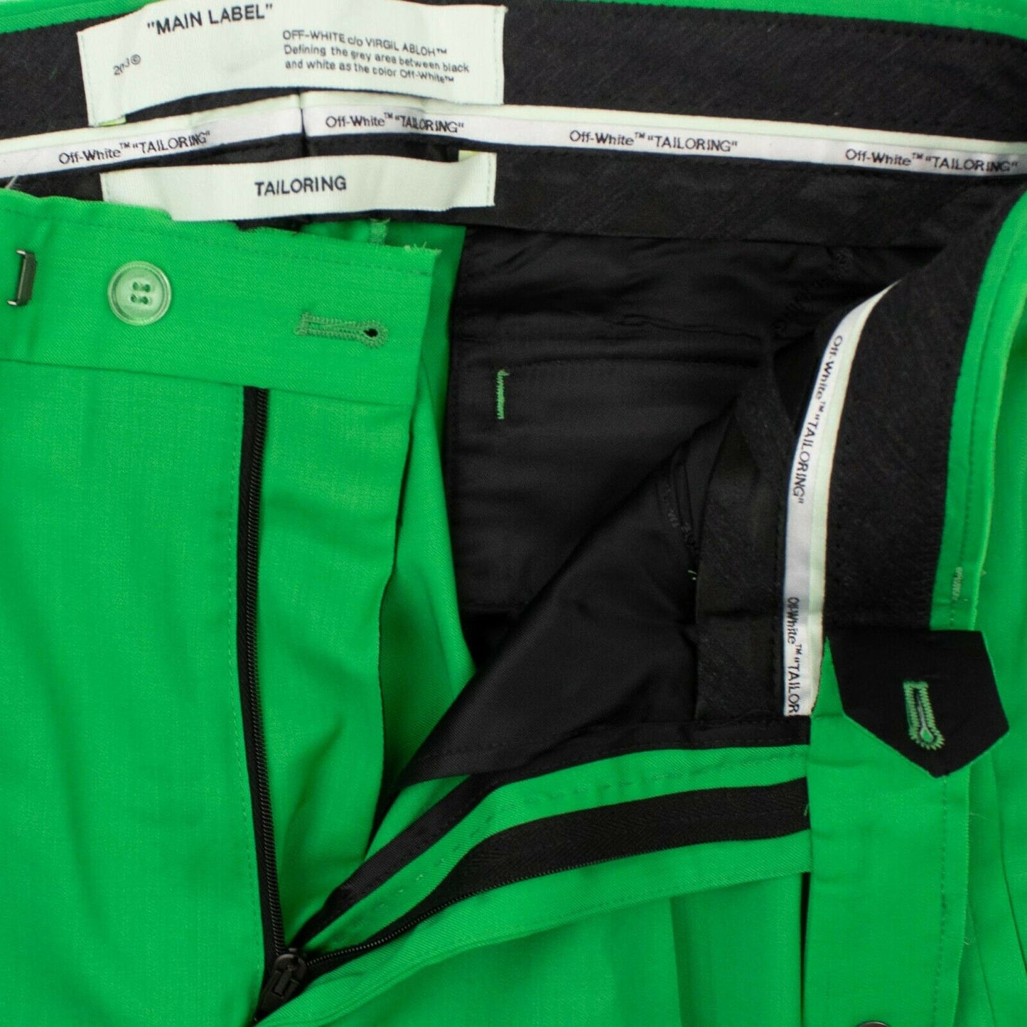 Green Straight-Leg Tailored Pants