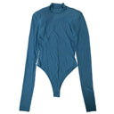 Blue Mock Neck Bodysuit