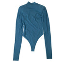 Blue Mock Neck Bodysuit