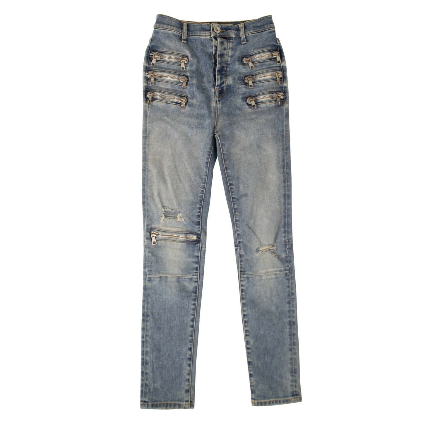 Unravel Project Zip-Embellished Skinny Jeans - Denim