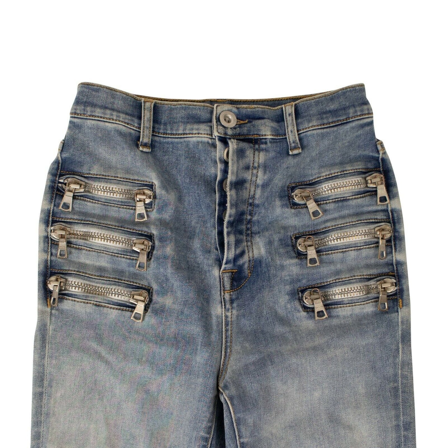 Unravel Project Zip-Embellished Skinny Jeans - Denim