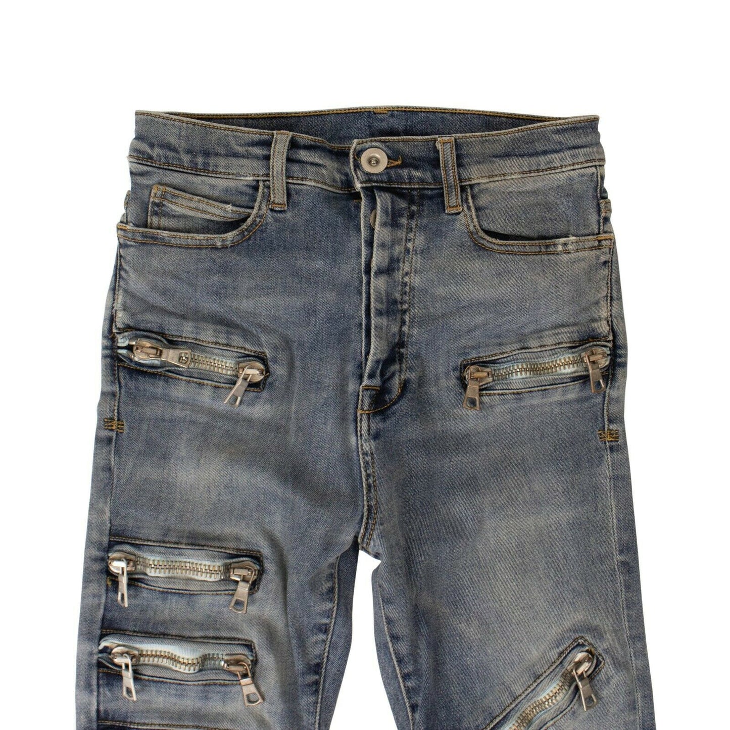 Unravel Project Moonwash Multi-Zip Jeans - Denim
