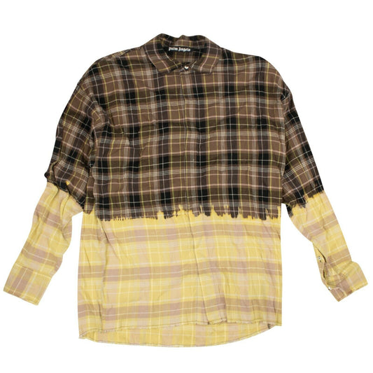 Palm Angels Bleached Check Button Up Shirt - Brown