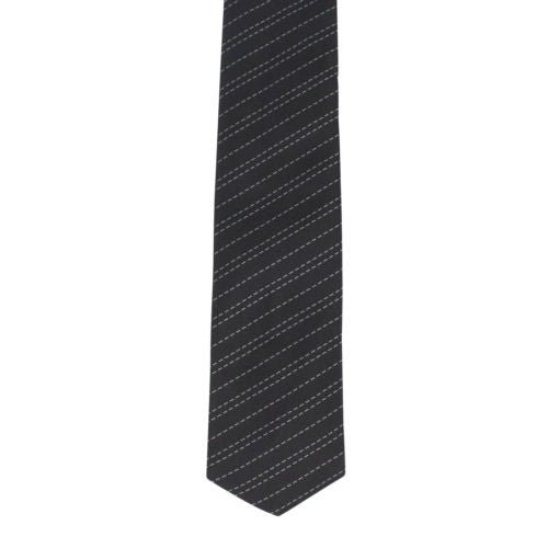 John Lobb Silk Striped Neck Tie - Black