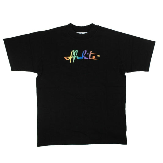 Off-White C/O Virgil Abloh Rainbow Script Logo T-Shirt - Black