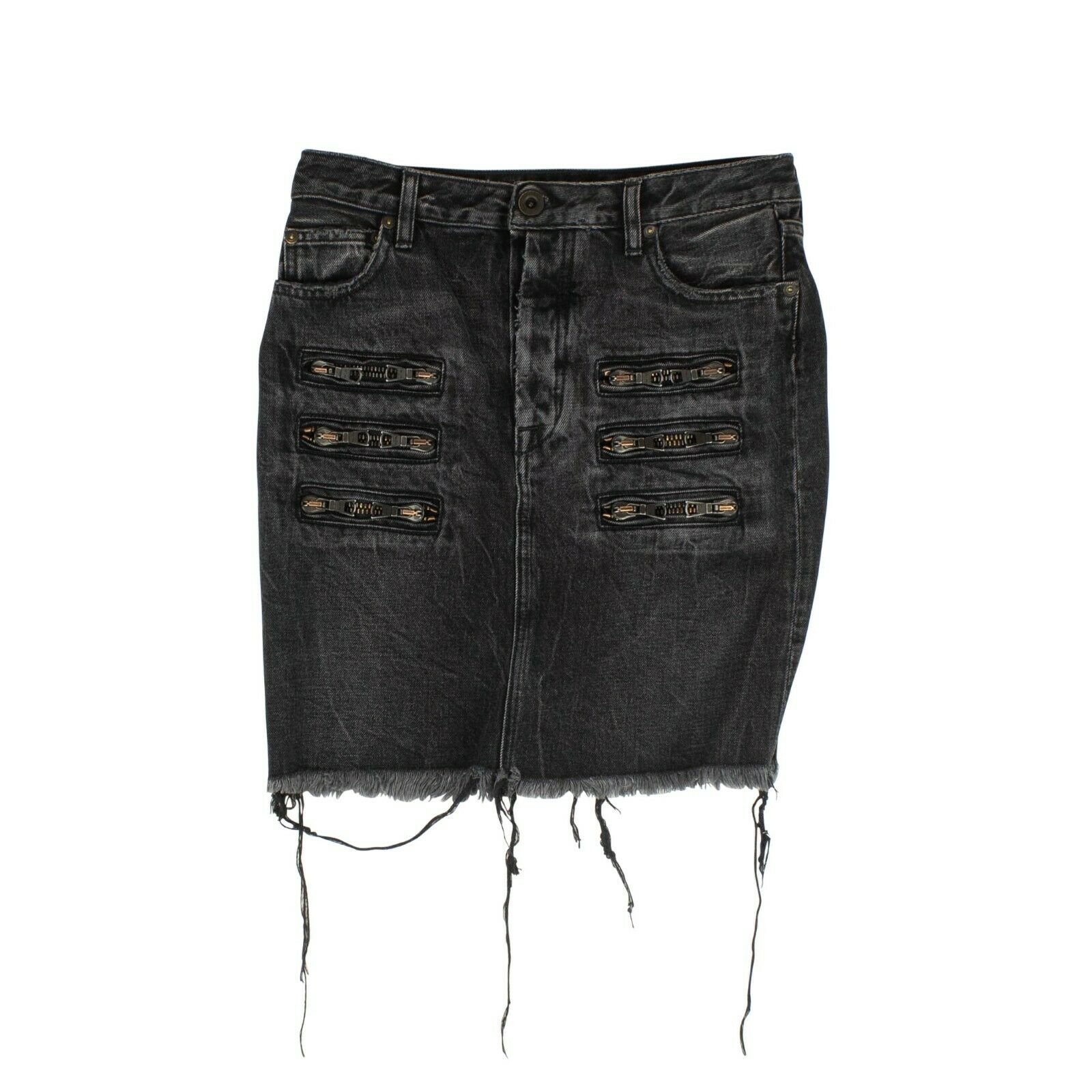 Unravel Project Denim Zipper Mini Skirt - Black