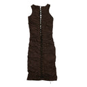 Unravel Project Gathered Lace Up Dress - Brown