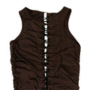 Unravel Project Gathered Lace Up Dress - Brown