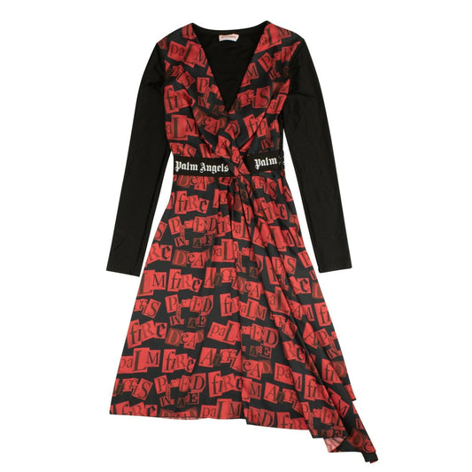 Palm Angels Ransom Print Midi Dress - Red