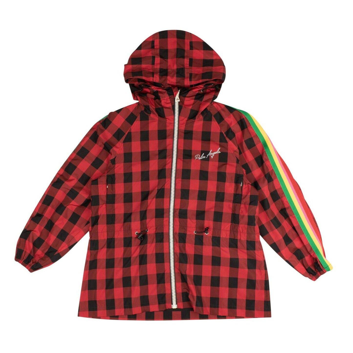 Palm Angels Buffalo Plaid Stripe Windbreaker - Red