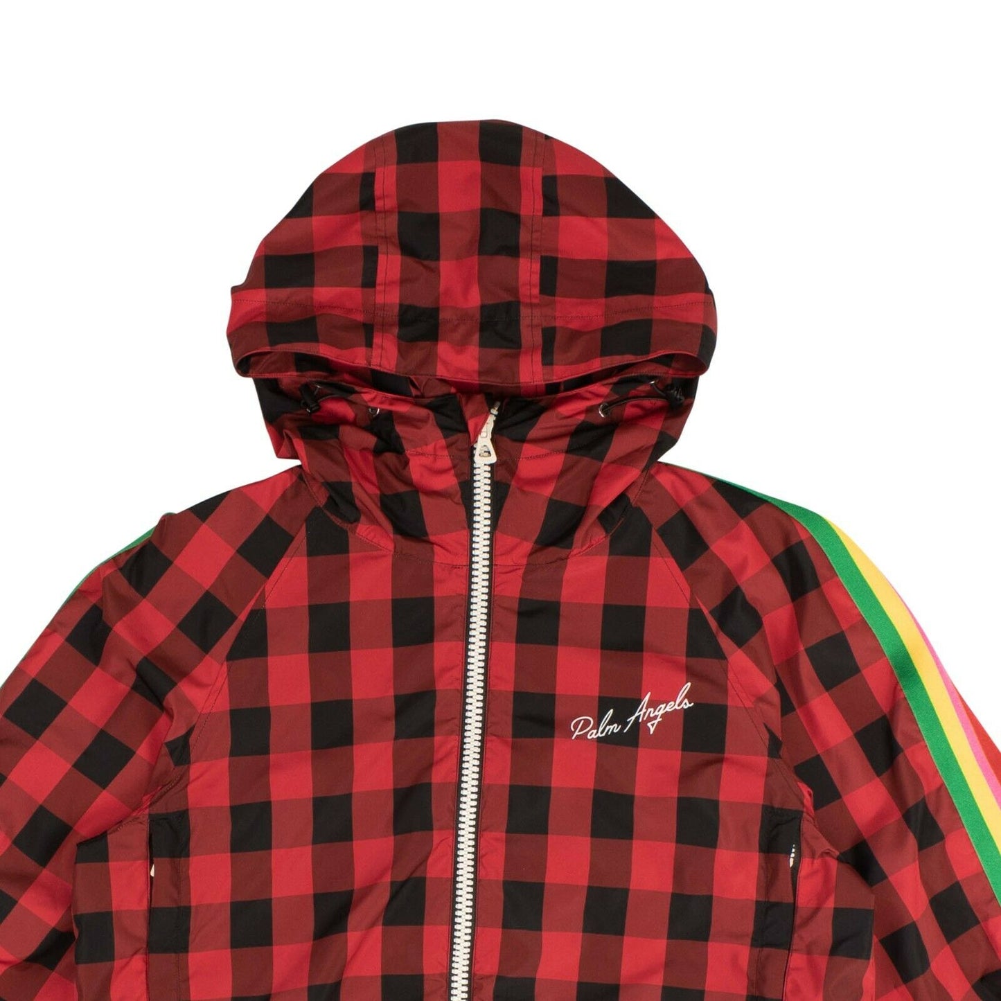 Palm Angels Buffalo Plaid Stripe Windbreaker - Red