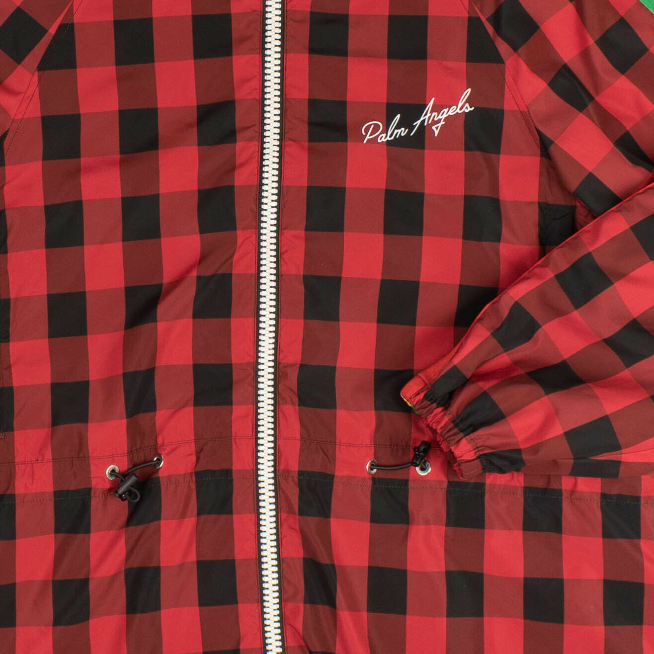 Palm Angels Buffalo Plaid Stripe Windbreaker - Red