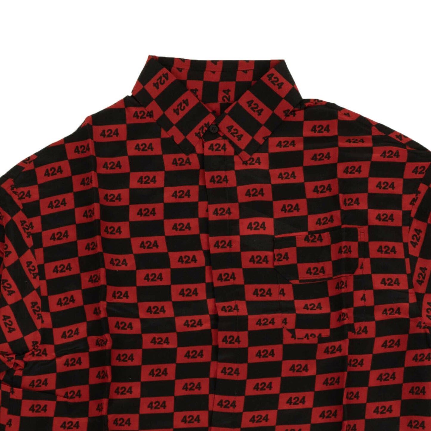 424 On Fairfax Logo Button Down Shirt - Red/Black