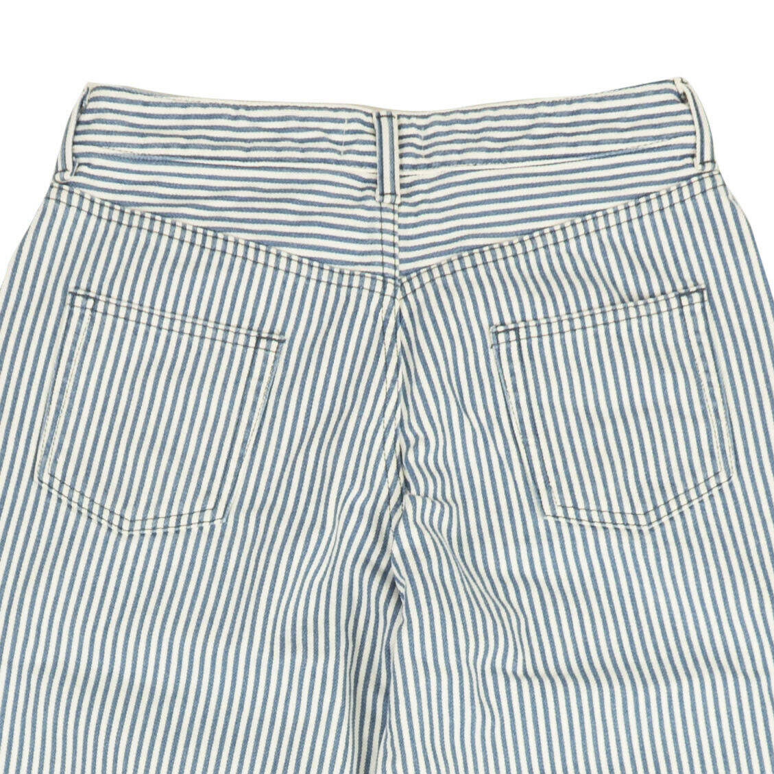 John Elliott Lydia Pinstripe Wide Leg Jeans - White/Blue