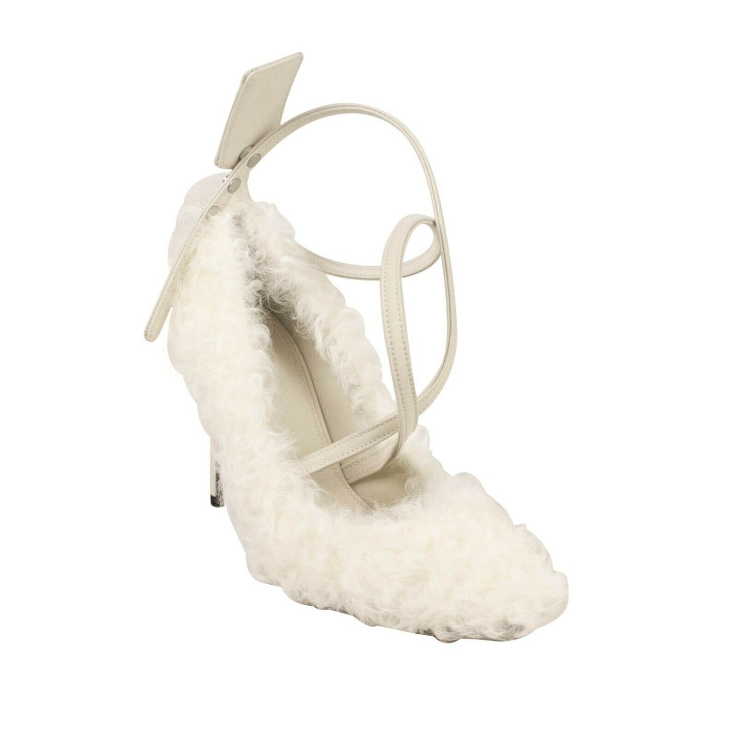 Off-White C/O Virgil Abloh Furry Zip Tie Heels - White