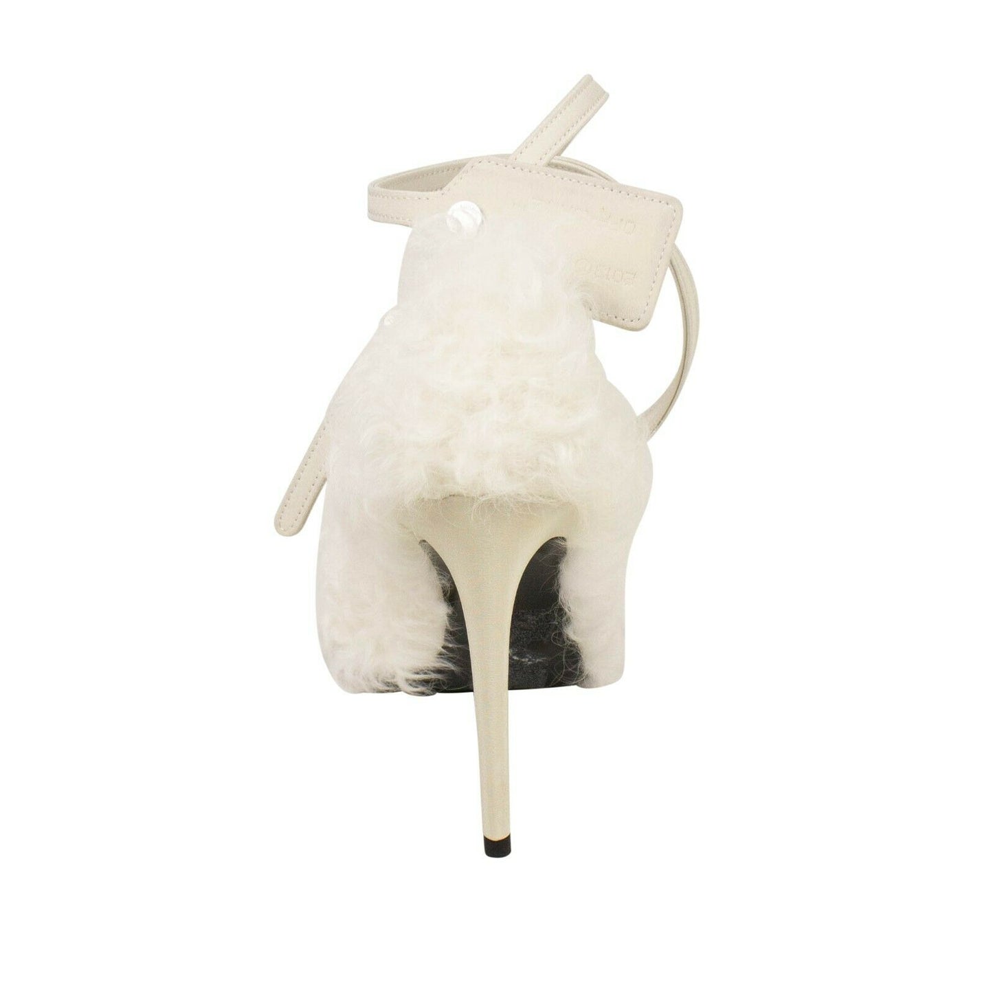 Off-White C/O Virgil Abloh Furry Zip Tie Heels - White