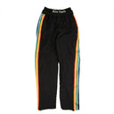 PALM ANGELS BLACK MULTICOLOR STRIPE AFTERSPORT PANTS