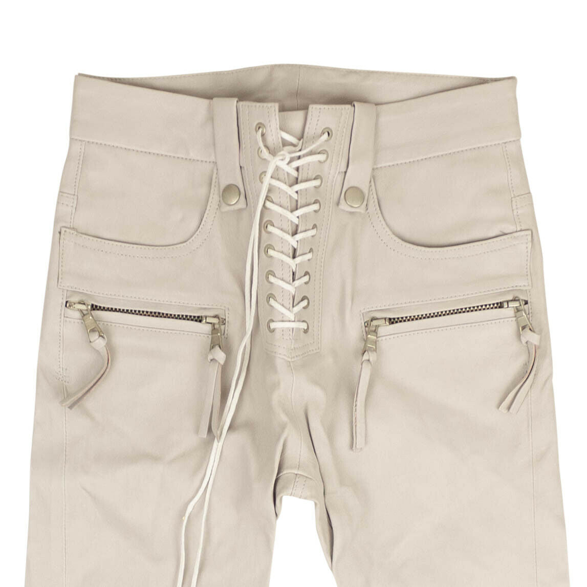 Unravel Project Leather Lace Up Pants - Tan