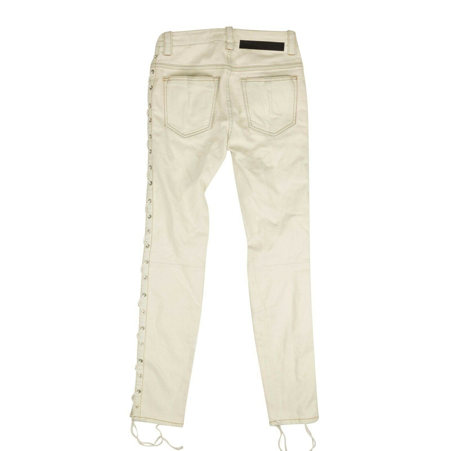 Unravel Project Washout Denim Side Lace Up Skinny Jeans - White