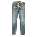 Unravel Project Lace Up Denim Skinny Jeans - Blue