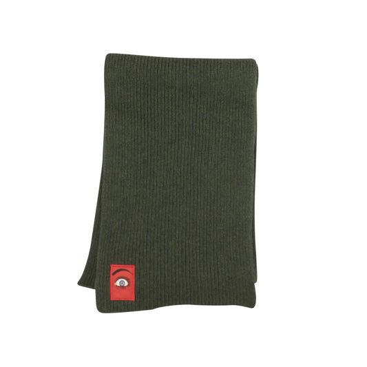 Marcelo Burlon Ribbed Red Eye Patch Scarf - Green