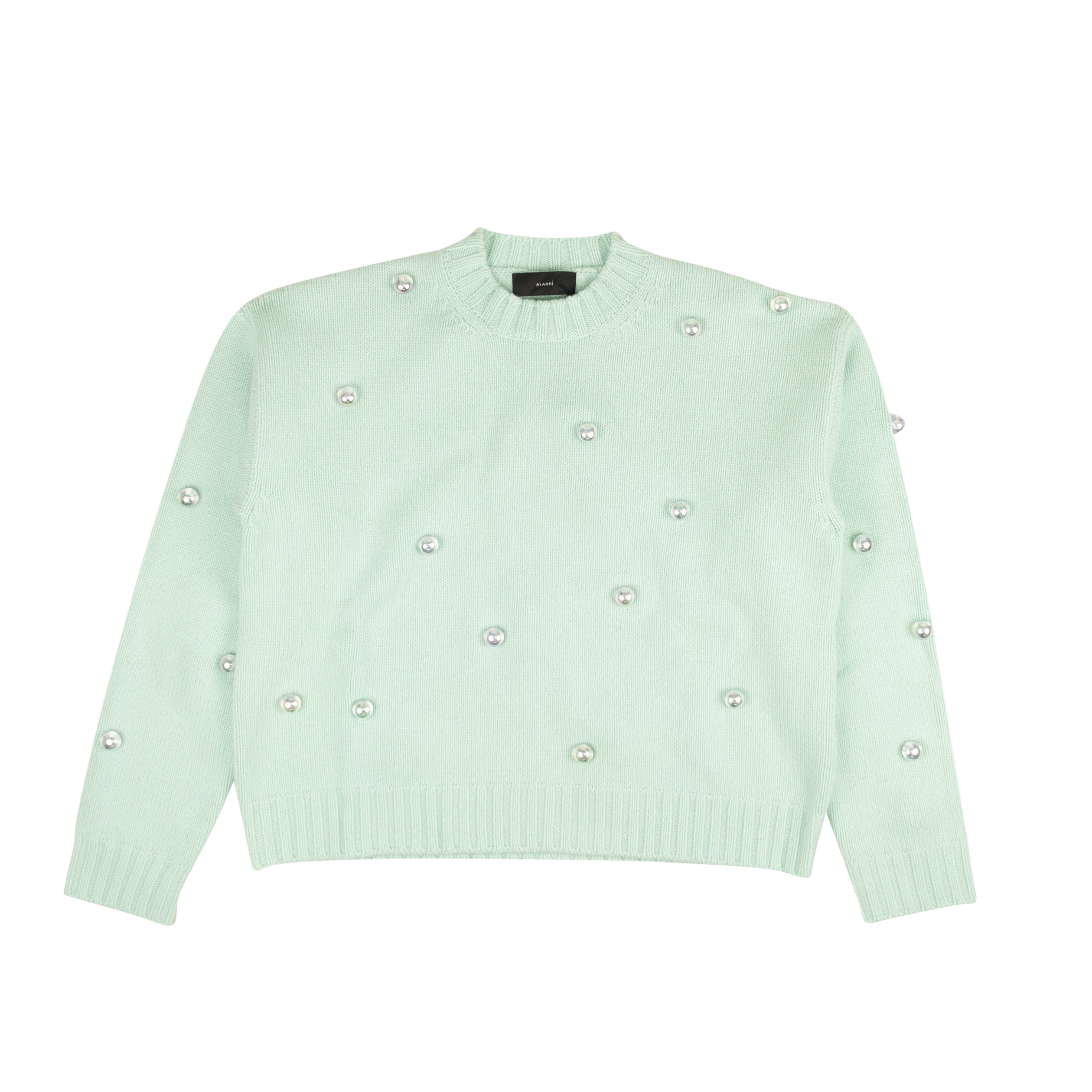 Alanui Knit Marble Studder Cashmere Sweater - Mint Green