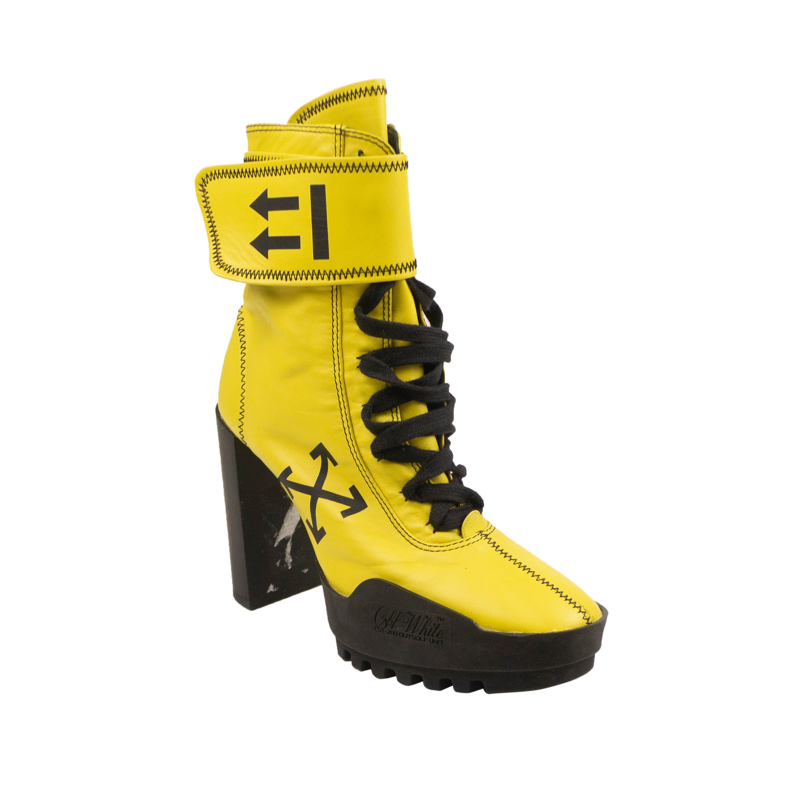 Off-White C/O Virgil Abloh Leather Moto Wrap Boots - Yellow
