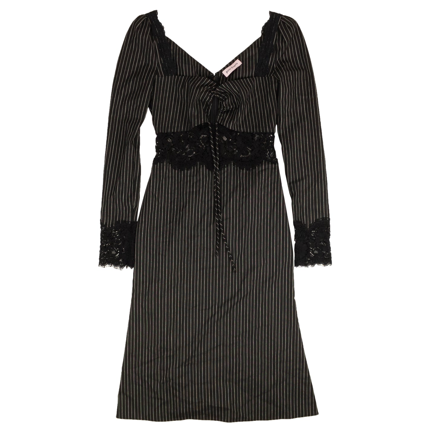 Palm Angels Pinstripe Lace Dress - Black