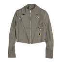 Palm Angels Pinstripe Medal Zip Up Blazer Jacket - Gray