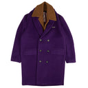 Purple Double-Breasted Fuzzy Brown Vest Coat