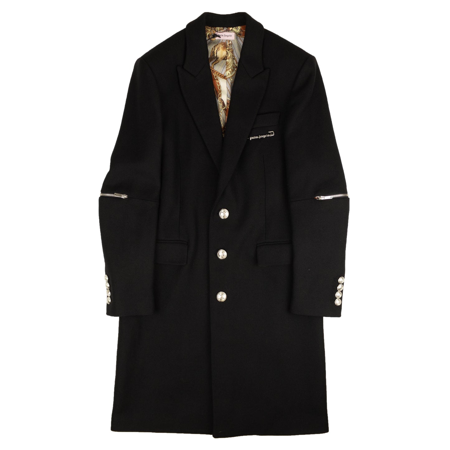 Black Single Breasted Wool Coat