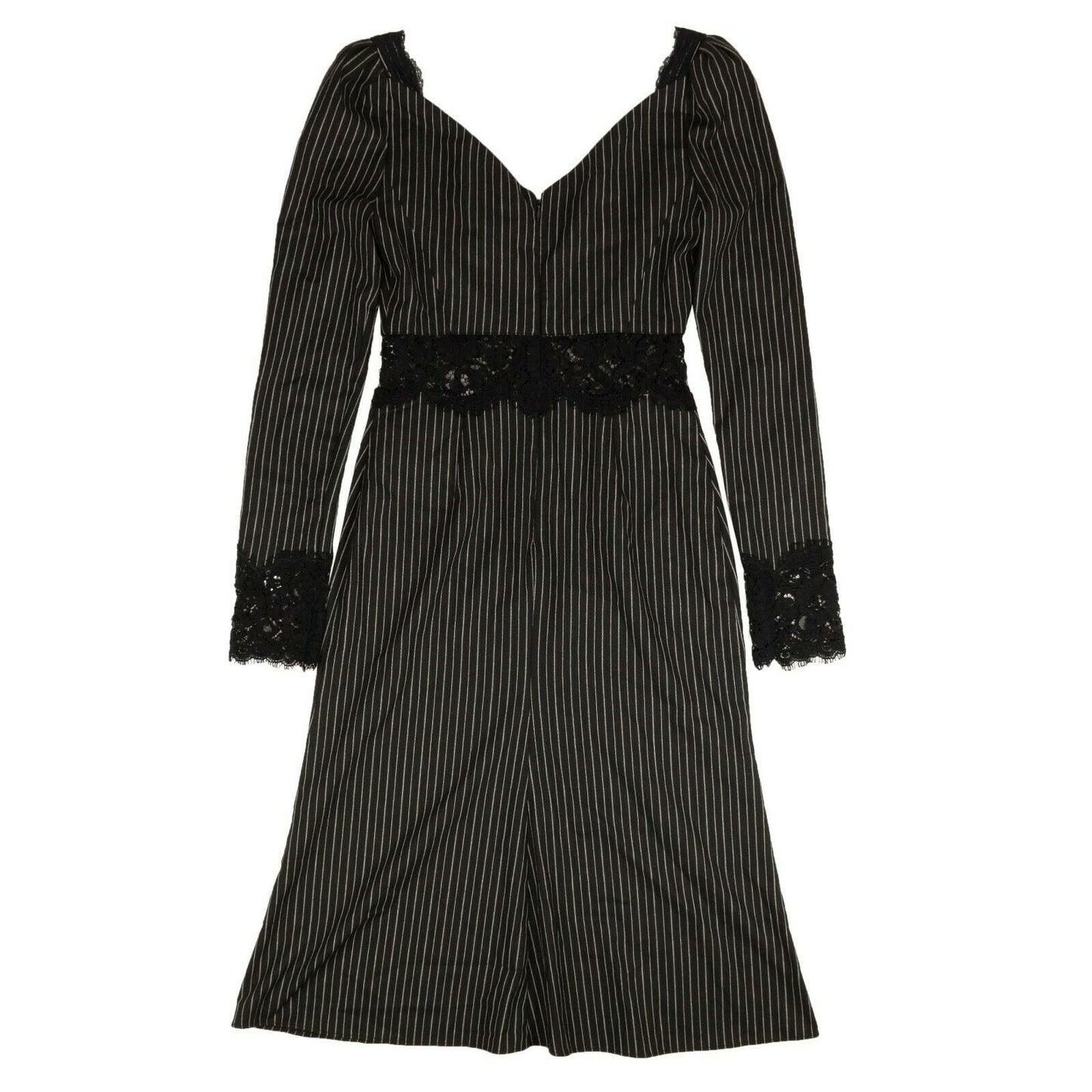 Palm Angels Pinstripe Lace Dress - Black