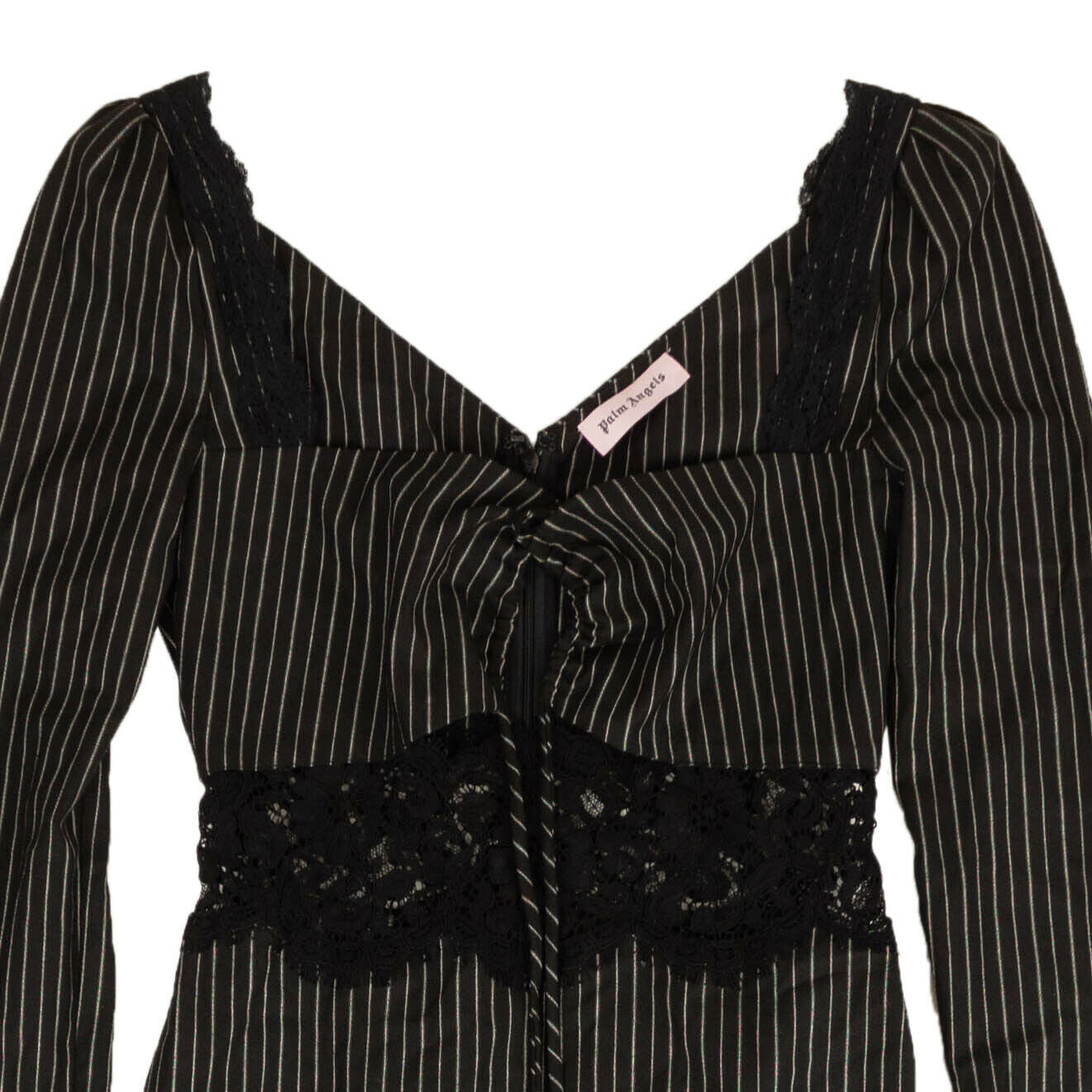 Palm Angels Pinstripe Lace Dress - Black