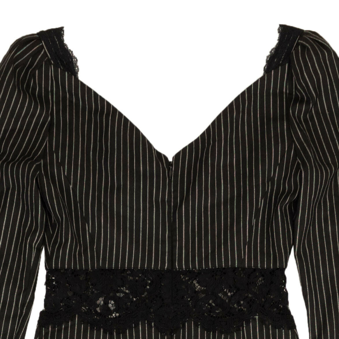 Palm Angels Pinstripe Lace Dress - Black