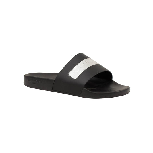 Givenchy Paint Logo Slides Sandals - Black/Silver