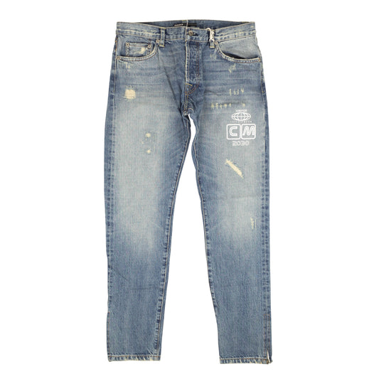 Visitor On Earth Distressed Jeans - Blue