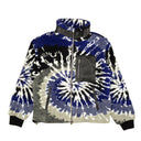 Blue And Black Fleece Tie Dye Zip-Up Track Jacket