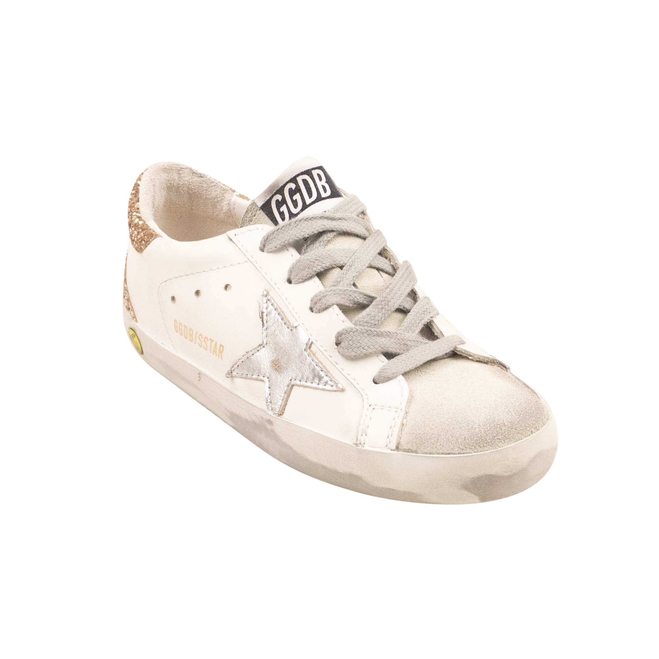Golden Goose Leather Suede Glitter Super Star Sneakers - White