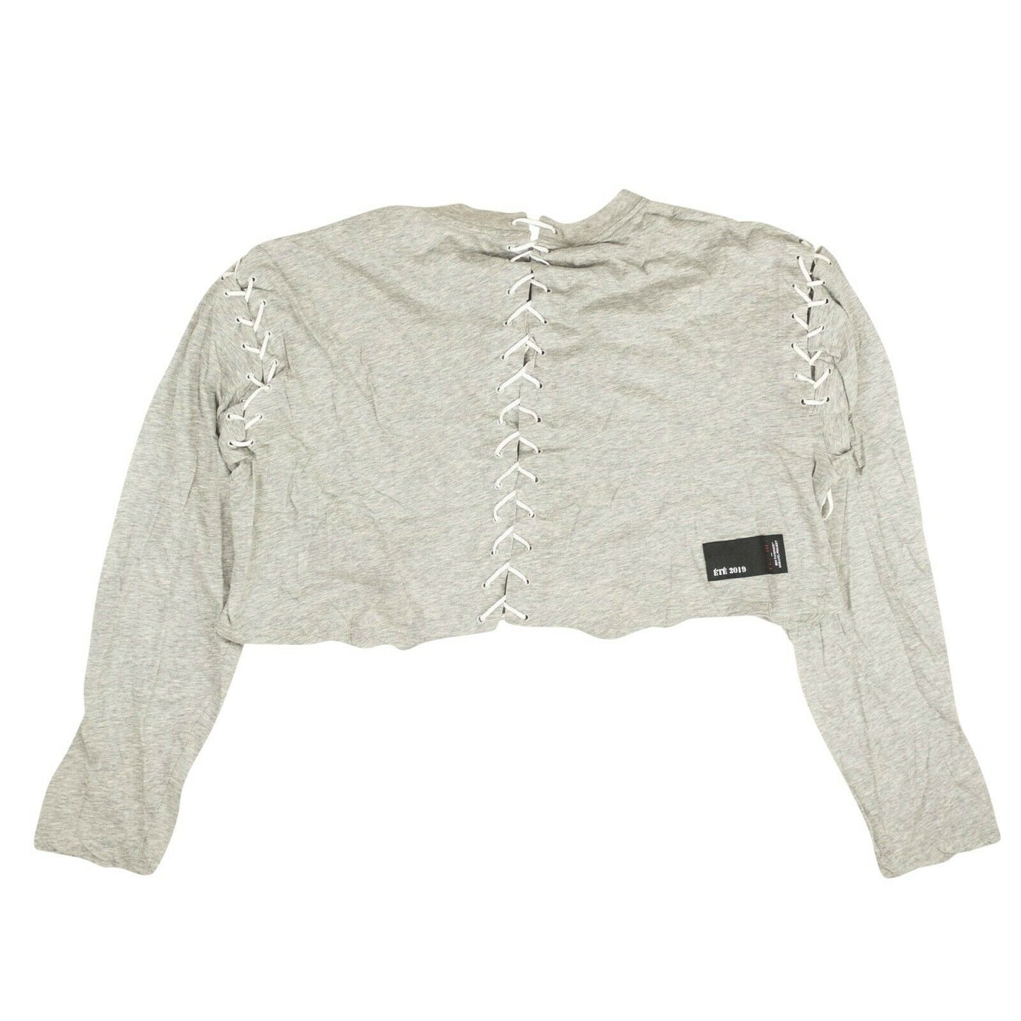 Unravel Project Lace Cropped Long Sleeve T-Shirt - Gray