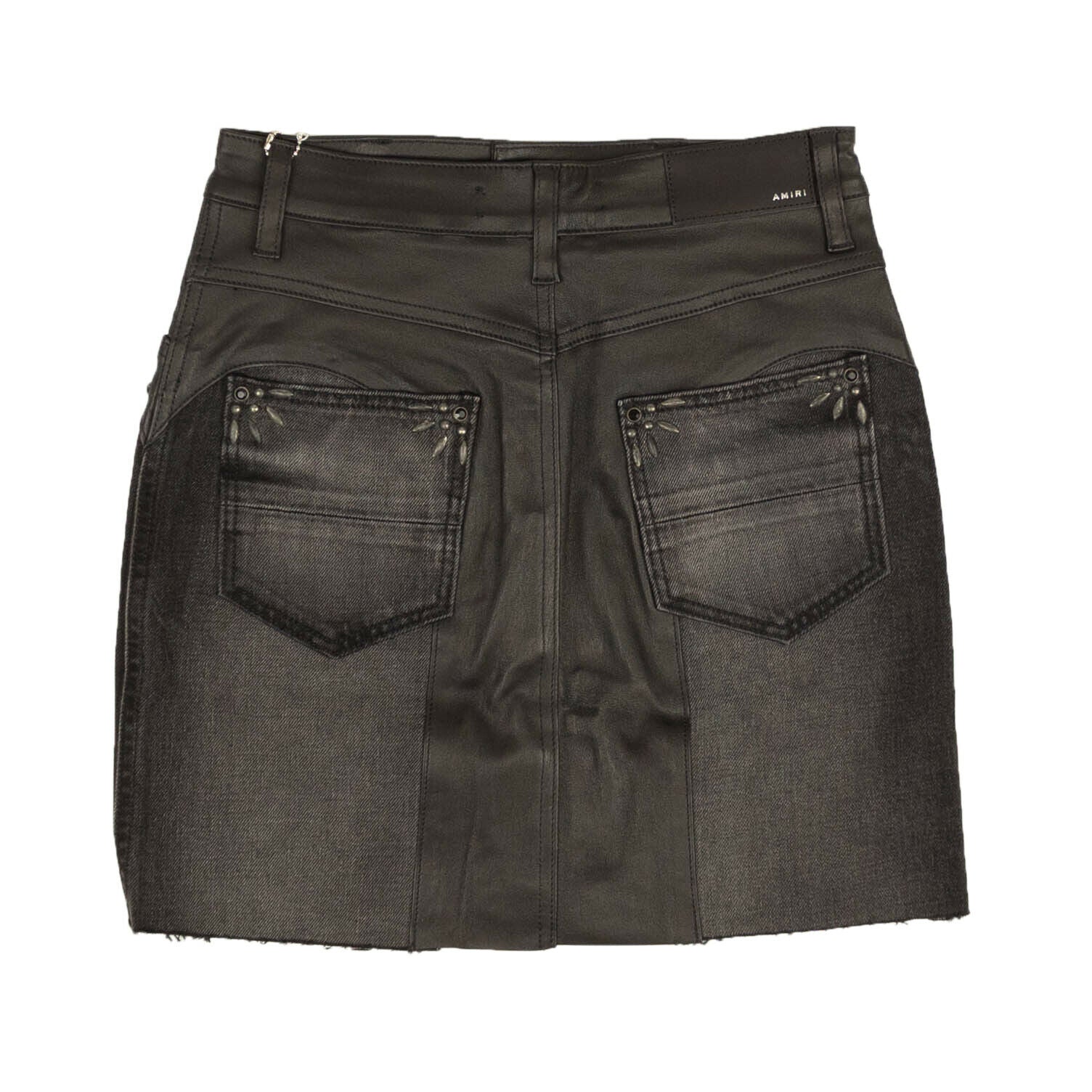 Amiri Western Denim & Leather Mix Mini Skirt - Denim/Leather