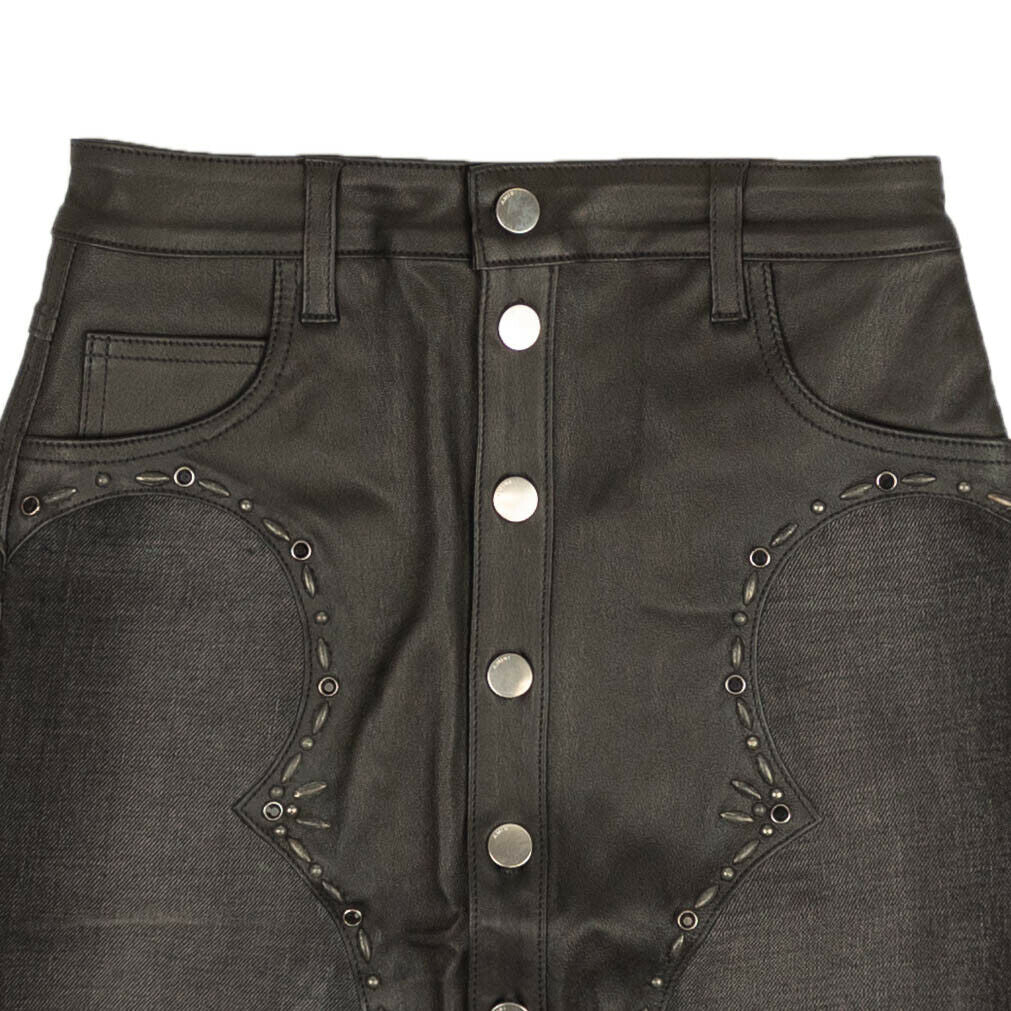 Amiri Western Denim & Leather Mix Mini Skirt - Denim/Leather