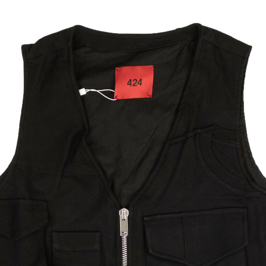 424 On Fairfax Logo Patch Outerwear Vest - Black