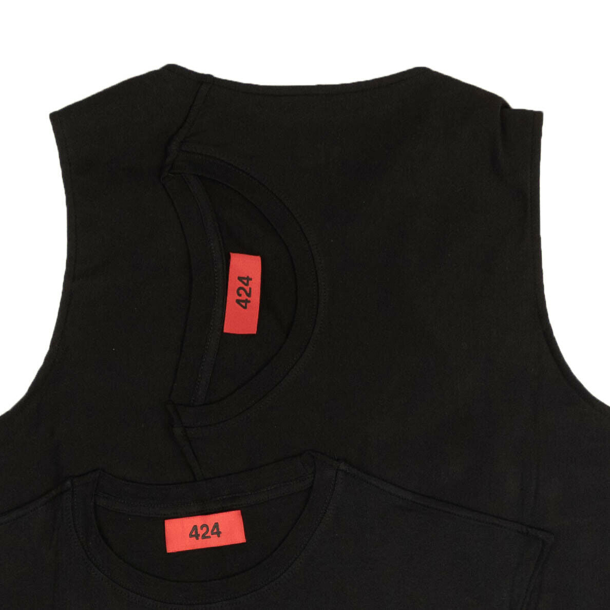 424 On Fairfax Logo Patch Outerwear Vest - Black
