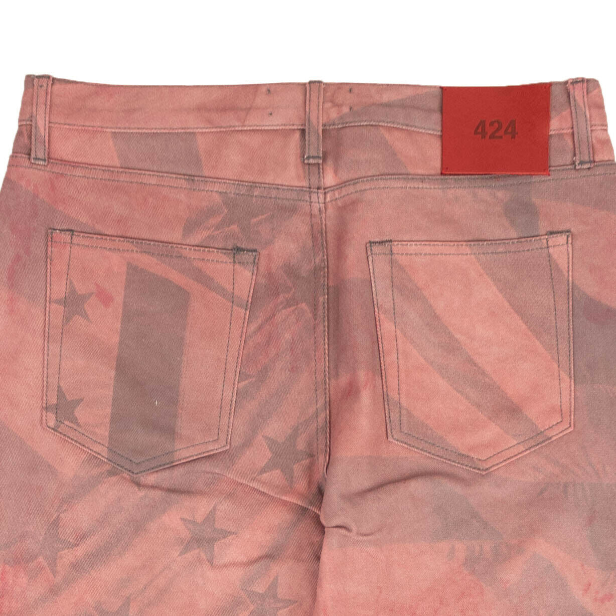 424 On Fairfax Dip American Flag Straight Fit Jeans - Red