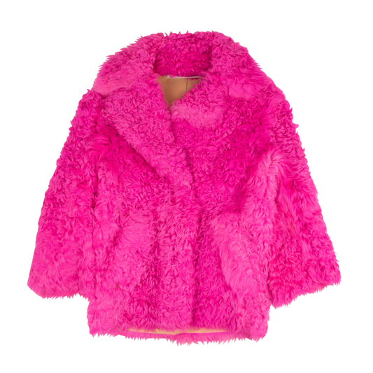 Off-White C/O Virgil Abloh Lamb Fur Jacket Coat - Pink