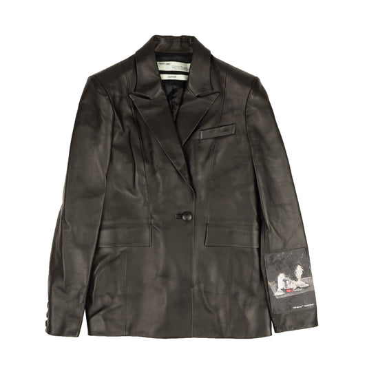 Off-White C/O Virgil Abloh Leather Blazer Jacket - Black