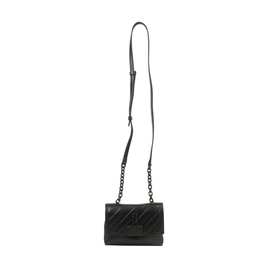 NIB OFF-WHITE C/O VIRGIL ABLOH Black Embossed Diag Small Bag