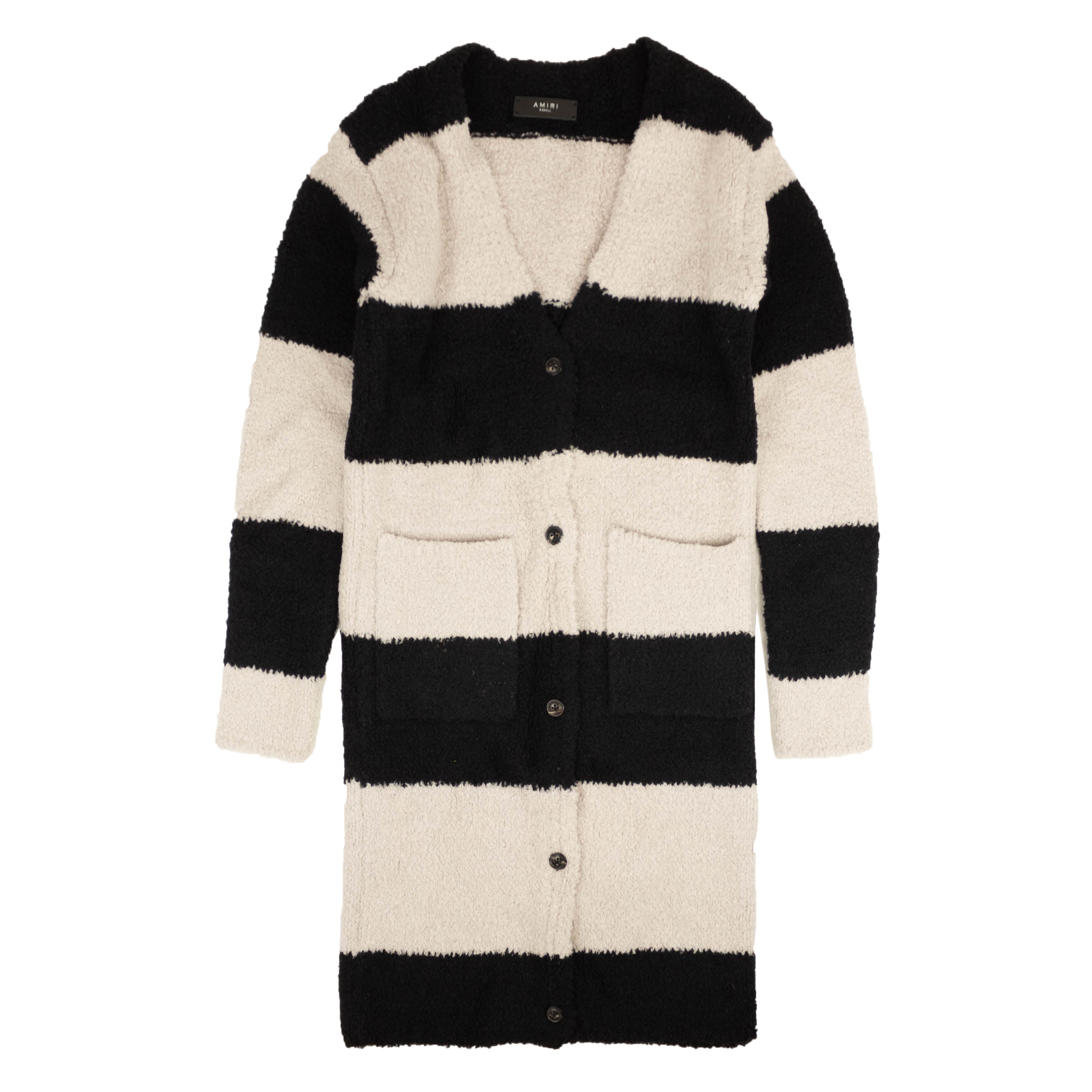 Amiri Wide Stripe Cardigan Sweater - Black/White